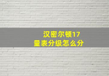 汉密尔顿17量表分级怎么分