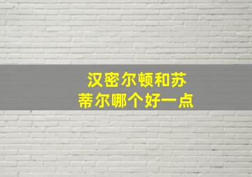 汉密尔顿和苏蒂尔哪个好一点