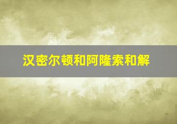 汉密尔顿和阿隆索和解