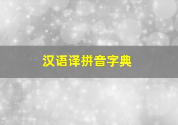 汉语译拼音字典