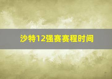 沙特12强赛赛程时间