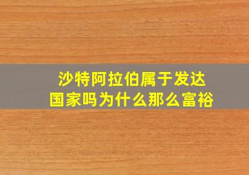 沙特阿拉伯属于发达国家吗为什么那么富裕