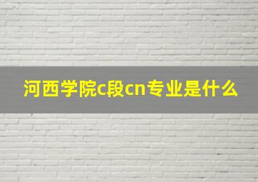 河西学院c段cn专业是什么