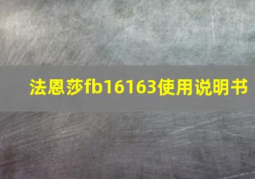 法恩莎fb16163使用说明书