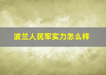 波兰人民军实力怎么样