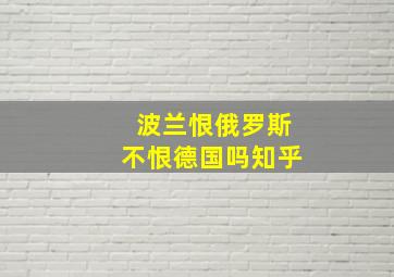 波兰恨俄罗斯不恨德国吗知乎