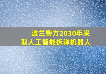 波兰警方2030年采取人工智能拆弹机器人