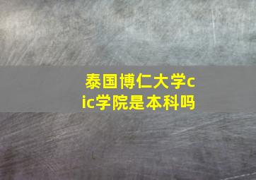 泰国博仁大学cic学院是本科吗