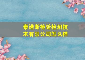 泰诺斯检验检测技术有限公司怎么样