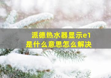 派德热水器显示e1是什么意思怎么解决