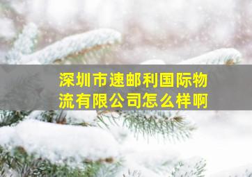 深圳市速邮利国际物流有限公司怎么样啊