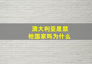 澳大利亚是禁枪国家吗为什么