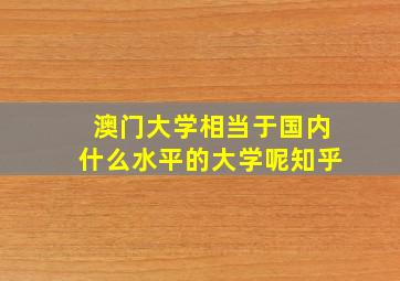 澳门大学相当于国内什么水平的大学呢知乎