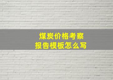 煤炭价格考察报告模板怎么写