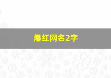 爆红网名2字