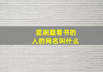 爱刷题看书的人的网名叫什么