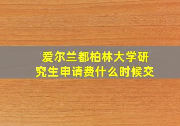 爱尔兰都柏林大学研究生申请费什么时候交