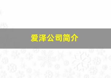 爱泽公司简介