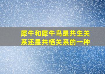 犀牛和犀牛鸟是共生关系还是共栖关系的一种