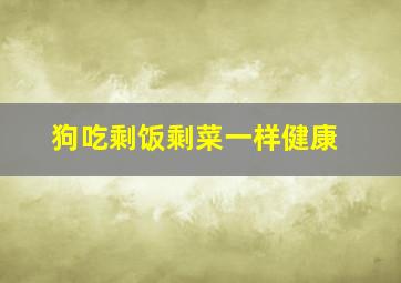 狗吃剩饭剩菜一样健康