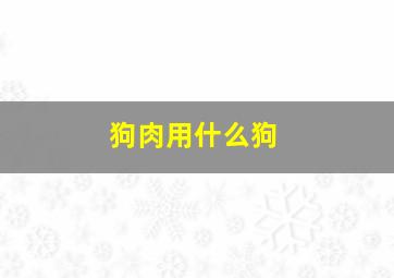 狗肉用什么狗