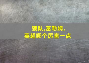 狼队,富勒姆,英超哪个厉害一点