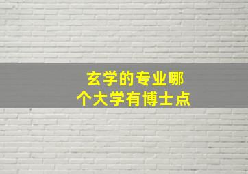 玄学的专业哪个大学有博士点