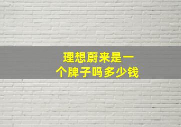 理想蔚来是一个牌子吗多少钱