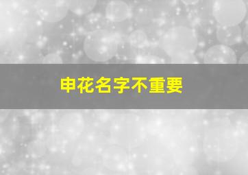 申花名字不重要