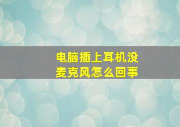 电脑插上耳机没麦克风怎么回事