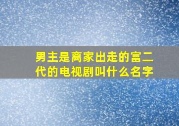 男主是离家出走的富二代的电视剧叫什么名字