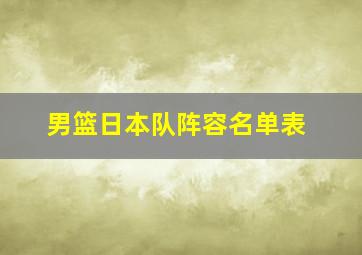 男篮日本队阵容名单表