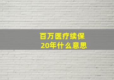 百万医疗续保20年什么意思