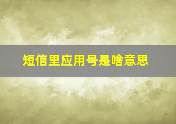 短信里应用号是啥意思