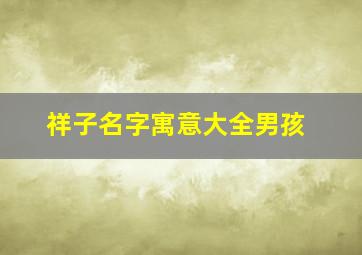 祥子名字寓意大全男孩