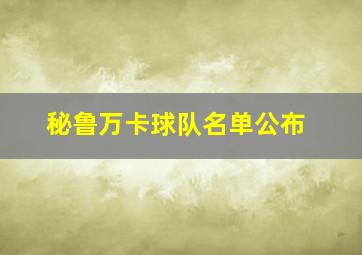 秘鲁万卡球队名单公布