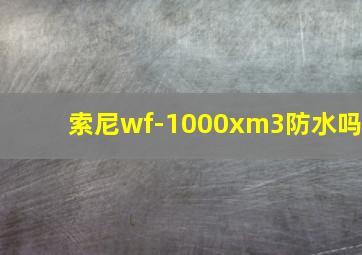 索尼wf-1000xm3防水吗