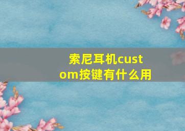 索尼耳机custom按键有什么用