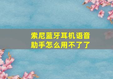 索尼蓝牙耳机语音助手怎么用不了了