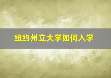 纽约州立大学如何入学