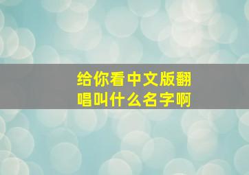 给你看中文版翻唱叫什么名字啊