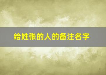 给姓张的人的备注名字