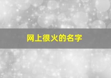 网上很火的名字