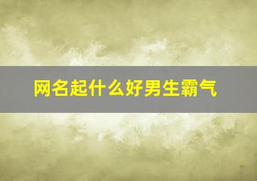 网名起什么好男生霸气