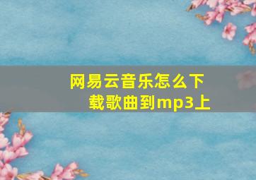 网易云音乐怎么下载歌曲到mp3上