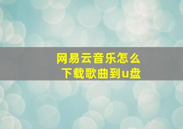 网易云音乐怎么下载歌曲到u盘