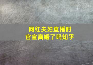 网红夫妇直播时官宣离婚了吗知乎