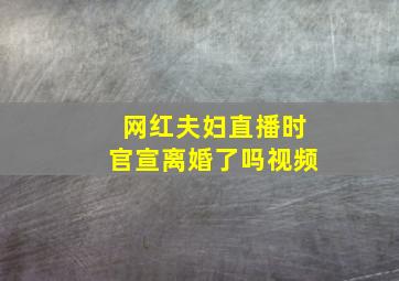 网红夫妇直播时官宣离婚了吗视频