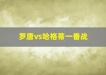 罗唐vs哈格蒂一番战