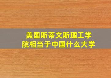 美国斯蒂文斯理工学院相当于中国什么大学